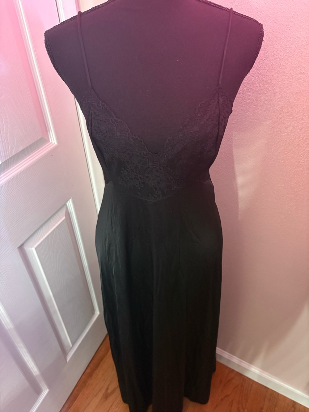 Vintage Vanity Fair Black Strapless Lace-Trim Slip Dress